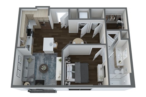 Floor plan for 1 bed, 1 bath, 660 sqft